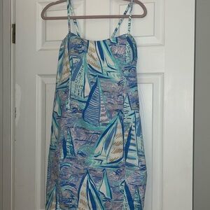 Lilly Pulitzer Blue and Green Mini Dress with Nautical Print